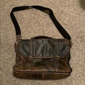 Brown leather messenger bag